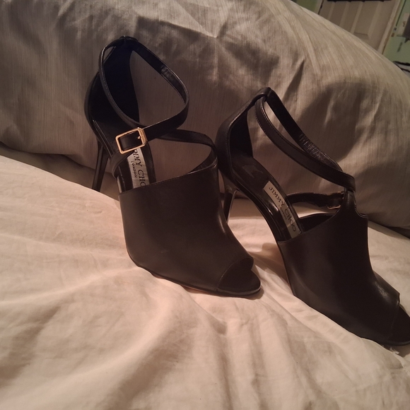 Jimmy Choo Black Peep-Toe Heels Size 36 - Picture 16 of 16